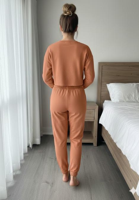 Pantaloni trening dama vatuiti interior,culoare portocaliu (cărămiziu),Engros